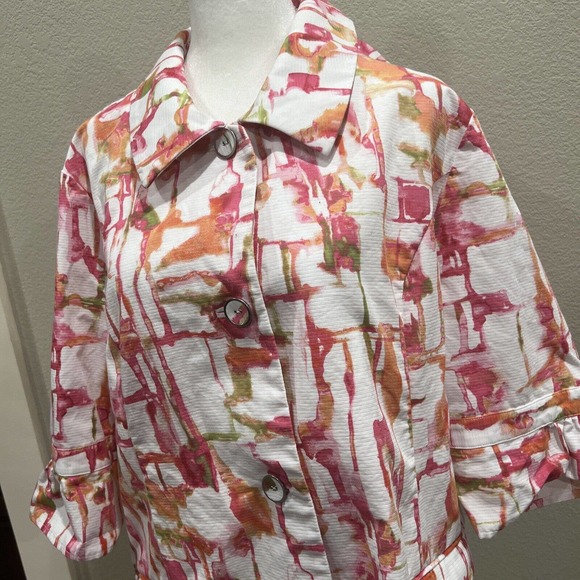 Chico Jacket Women's 4 Chico For Colorful 3/4 Sleeve Button Up - Picture 2 of 10